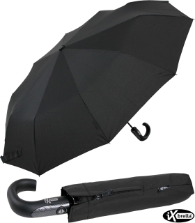 iX-brella Herren-Taschenschirm mit Auf-Zu-Automatik und Rundhakengriff mit Carbonoptik - black