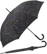 Damen Stockschirm mit Automatik Rainbow Swirls - schwarz