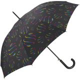 Damen Stockschirm mit Automatik Rainbow Swirls - schwarz