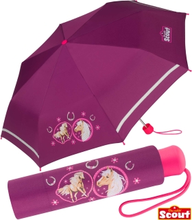 Scout Kinder-Taschenschirm 22,99 reflektierendem Pink € Streifen mit Horse