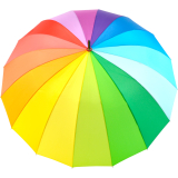 iX-brella golf rainbow 16-color - leichter XXL Golf-Partner-Regenschirm 16-teilig mit Rundhakengriff